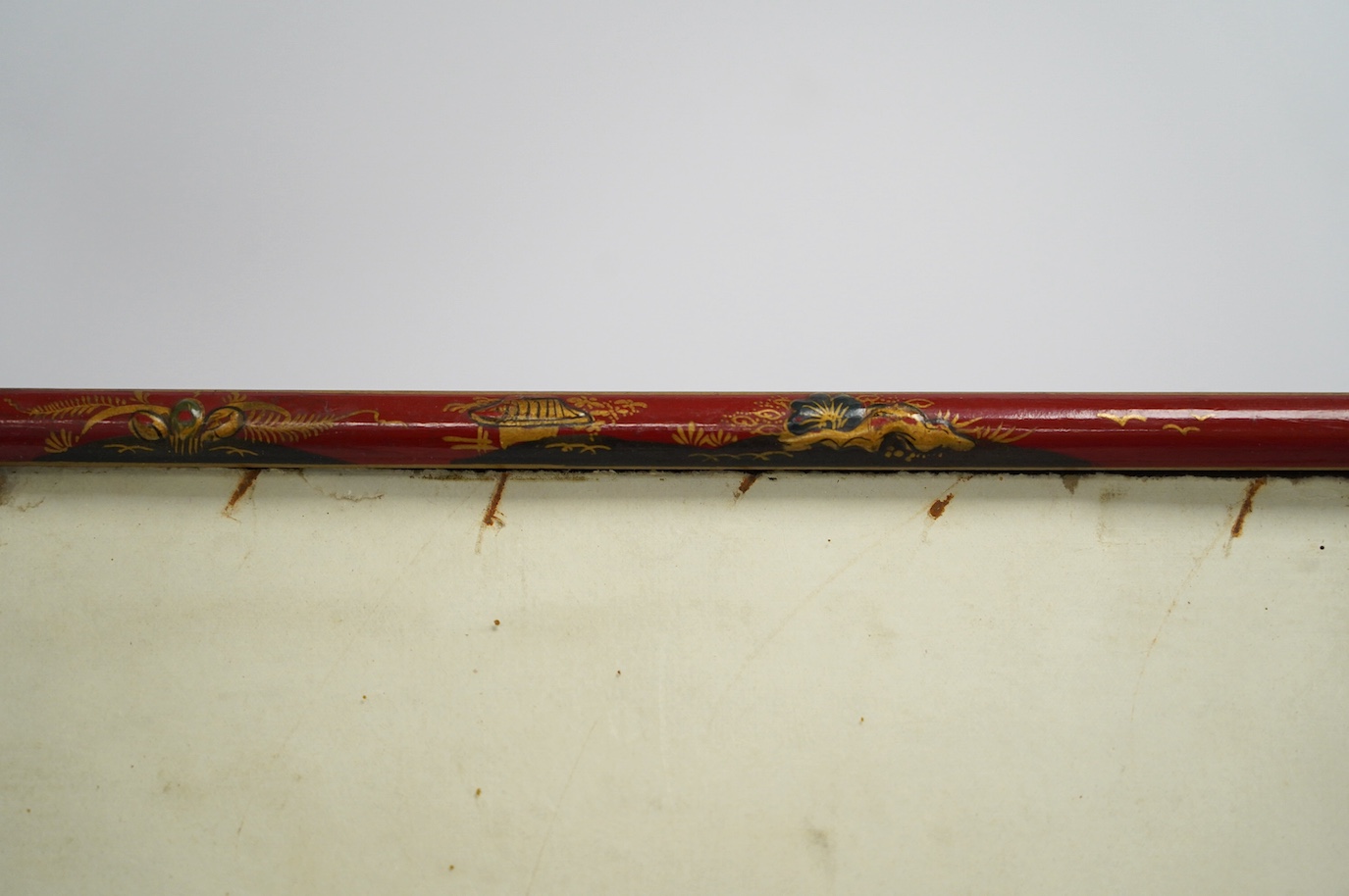 An early 20th century Japanned easel frame, 42cm high. Condition - good